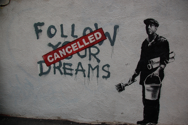 Chris Devers, Banksy in Boston: F̶O̶L̶L̶O̶W̶ ̶Y̶O̶U̶R̶ ̶D̶R̶E̶A̶M̶S̶ CANCELLED, Essex St, Chinatown, Boston