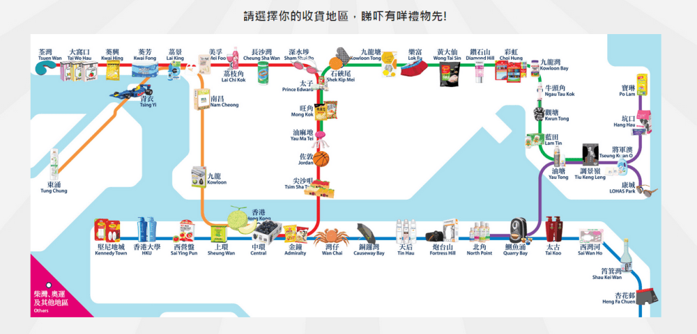 每個港鐵沿線地區都會玩食字送不同的贈品，好有心思